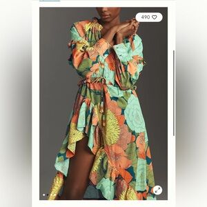 Farm Rio Dress! Ruffle detail with high slit.